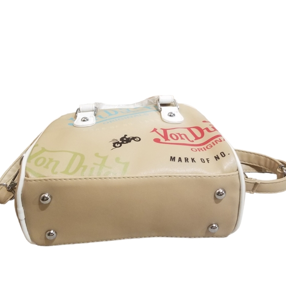 VON DUTCH nude crossbody satchel shoulder mini bowling bag purse - Picture 5 of 11